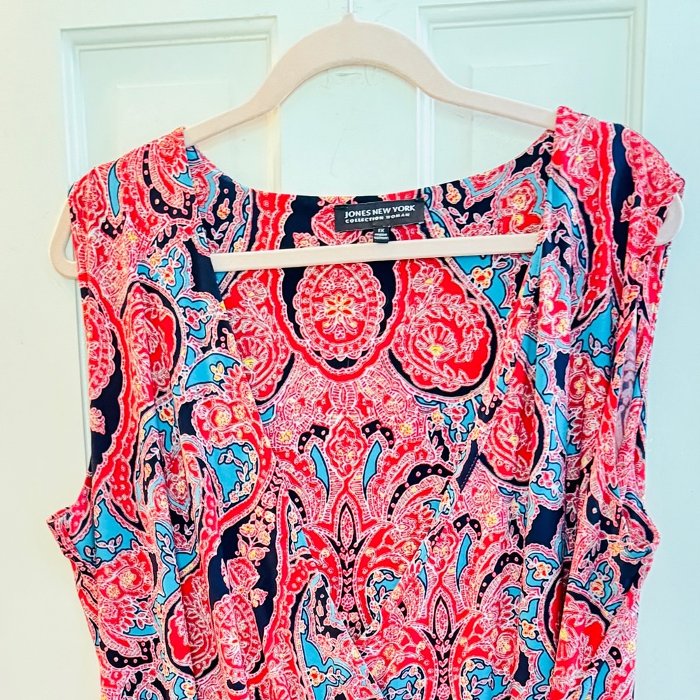 Jones New York Red and Blue Paisley Dress